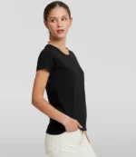 Russell Ladies Authentic Classic Ringspun T-Shirt in Black, worn