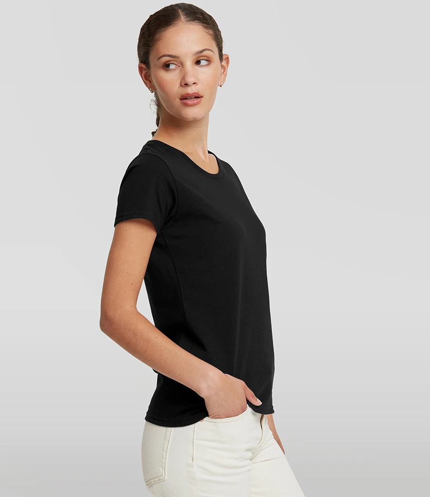 Russell Ladies Authentic Classic Ringspun T-Shirt in Black, worn