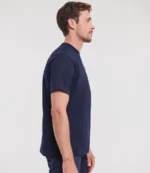Russell Authentic Heavyweight T-Shirt in French Navy, worn