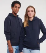 Russell Authentic Hooded Sweatshirt, worn