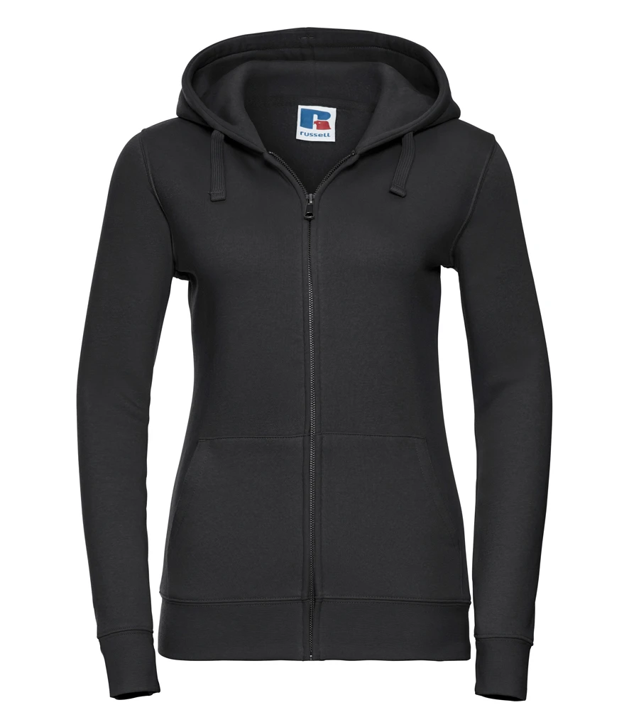 Russell Ladies Authentic Zip Hooded Sweatshirt in Black
