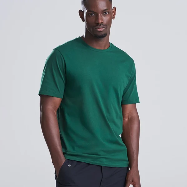 AWDis Unisex 150 T-Shirt in Bottle Green, worn