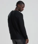 AWDis Long Sleeve 180 T-Shirt in Deep Black, worn