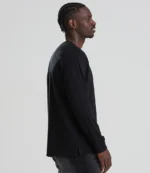 AWDis Long Sleeve 180 T-Shirt in Deep Black, worn