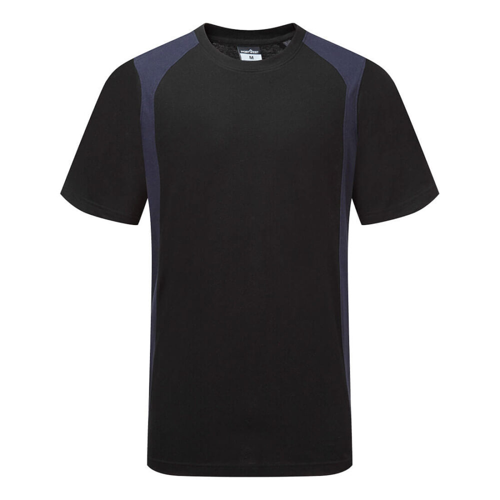 Portwest WX2 Lightweight Cotton T-Shirt in Black/Navy