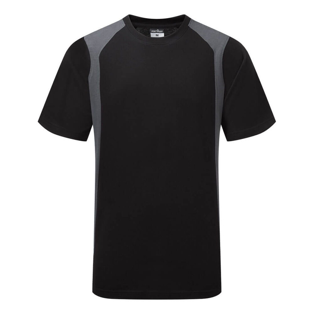 Portwest WX2 Lightweight Cotton T-Shirt in Black/Grey