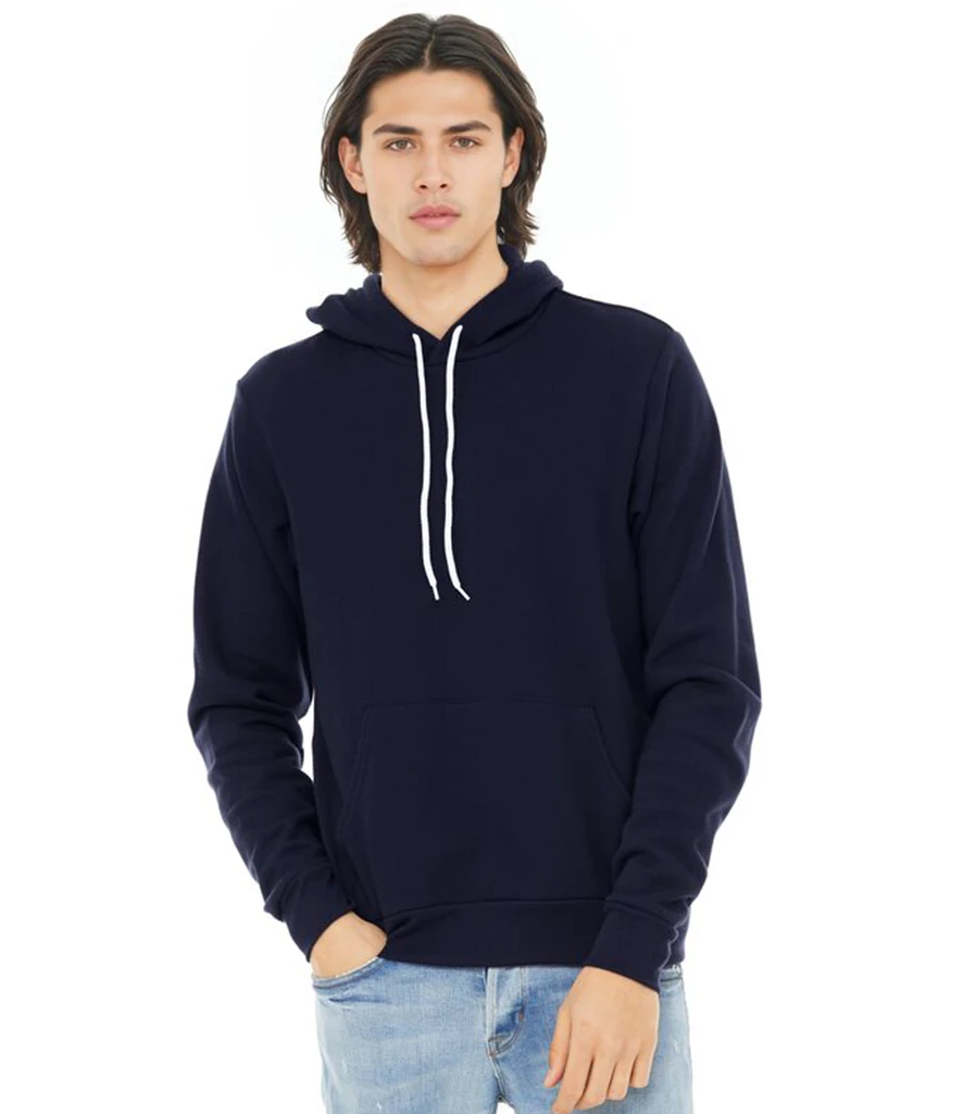 cv3719-nav-model Bella+Canvas Unisex Pullover Hoodie in Navy, worn