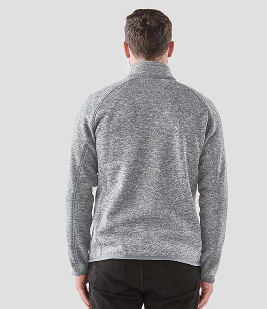 Stormtech Avalante Full Zip Knitted Fleece Jacket in Granite Heather, worn