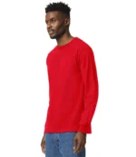 Gildan Ultra Cotton Long Sleeve T-Shirt in Red, worn