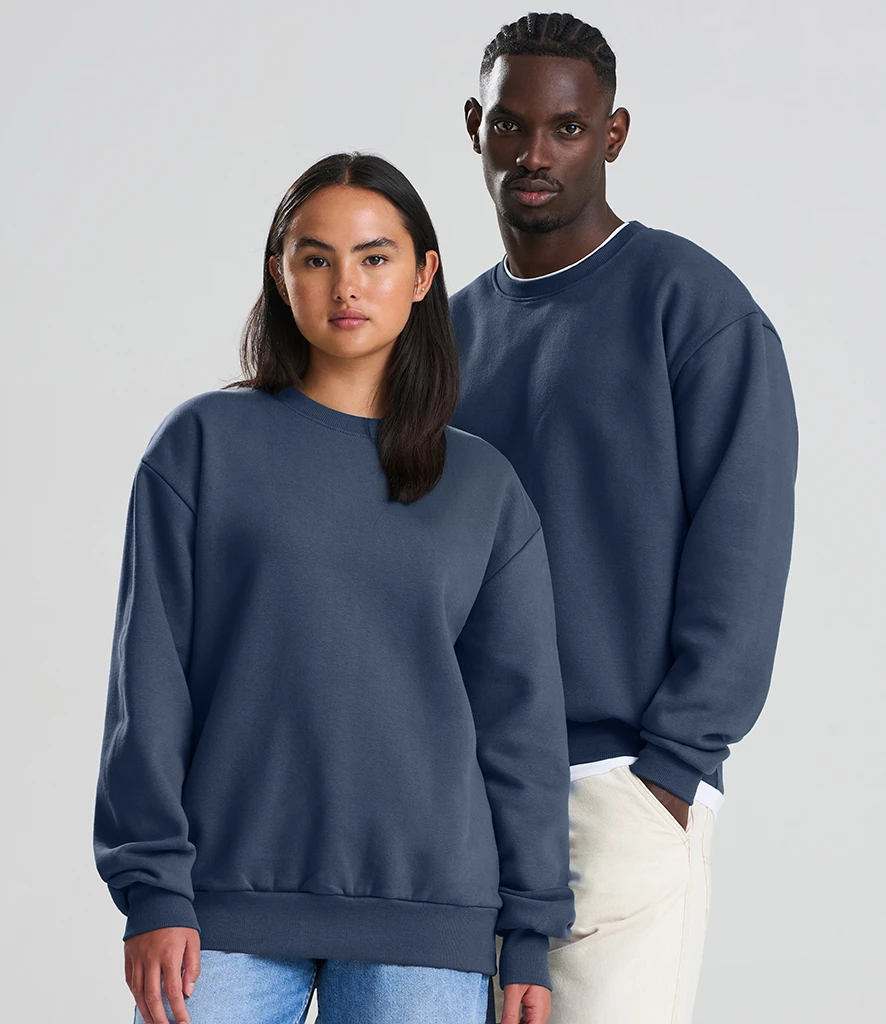 jh123-air-model AWDis Signature Heavyweight Sweatshirt in Airforce Blue, worn