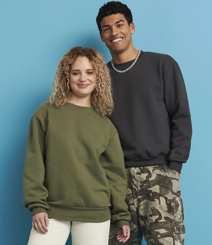AWDis Signature Heavyweight Sweatshirt in Earthy Green, worn