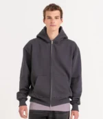 AWDis Signature Heavyweight Zoodie in Solid Charcoal, worn