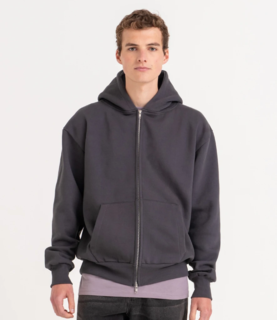AWDis Signature Heavyweight Zoodie in Solid Charcoal, worn