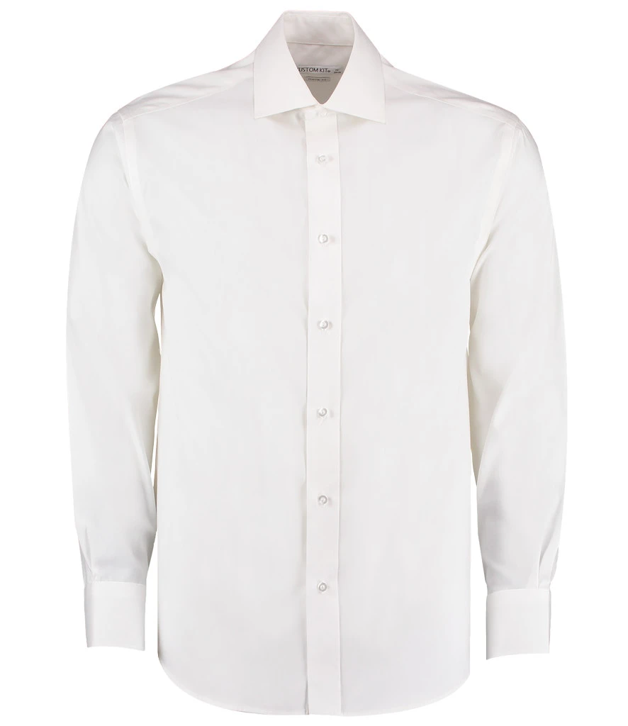 Kustom Kit Premium Long Sleeve Classic Fit Oxford Shirt in White