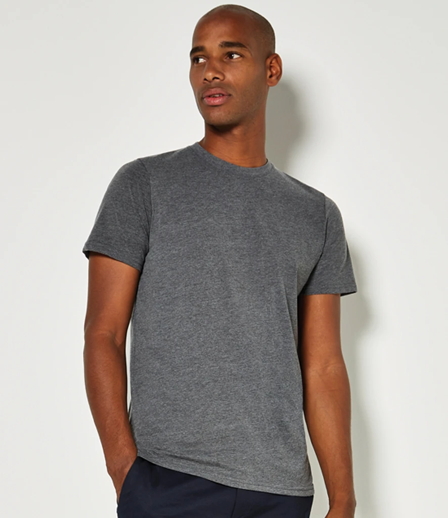 Kustom Kit Superwash 60°C T-Shirt in Dark Grey Marl, worn