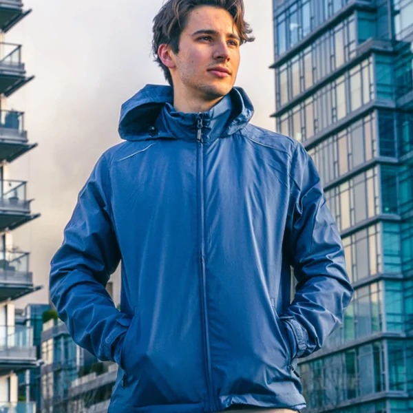 Stormtech Nautilus Performance Shell Jacket in Azure, worn