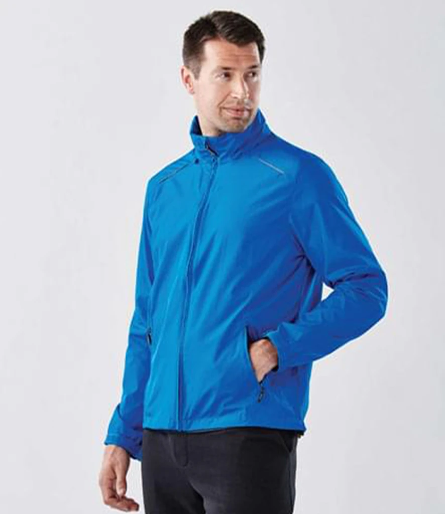 Stormtech Nautilus Performance Shell Jacket in Azure, worn