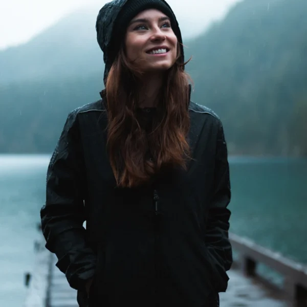 Stormtech Ladies Nautilus Performance Shell Jacket in Black, worn