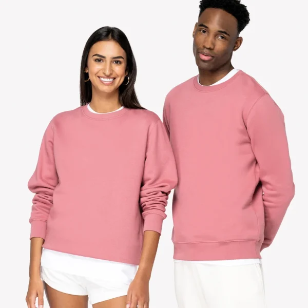Native Spirit Unisex Heavyweight Crew Neck Sweatshirt in Antique Rose, worn