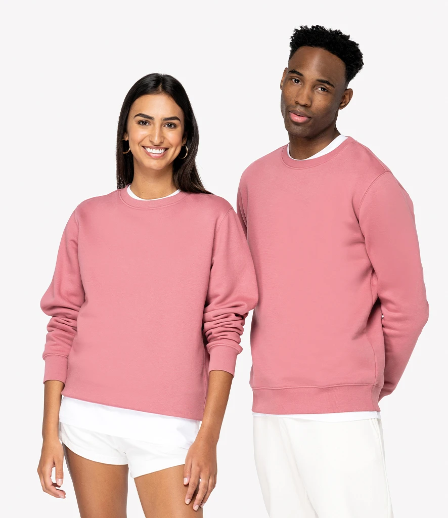 ns400-ars-model Native Spirit Unisex Heavyweight Crew Neck Sweatshirt in Antique Rose, worn