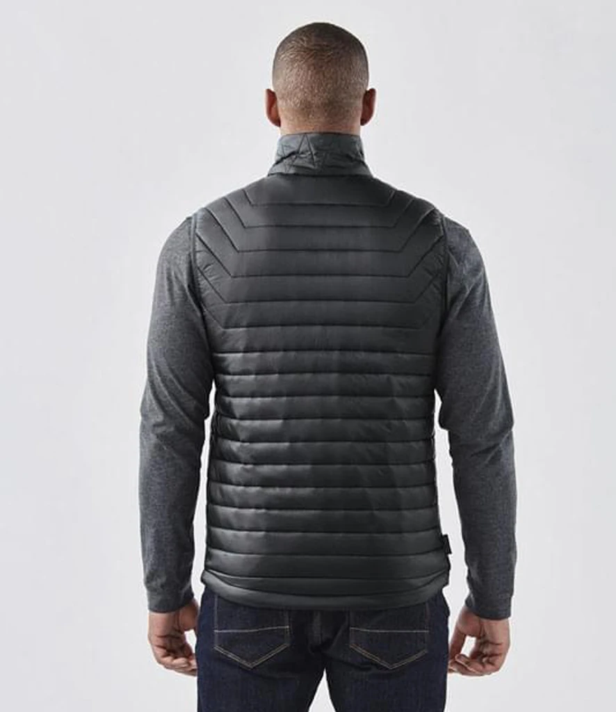 Stormtech Gravity Thermal Bodywarmer in Black/Marine Blue, worn