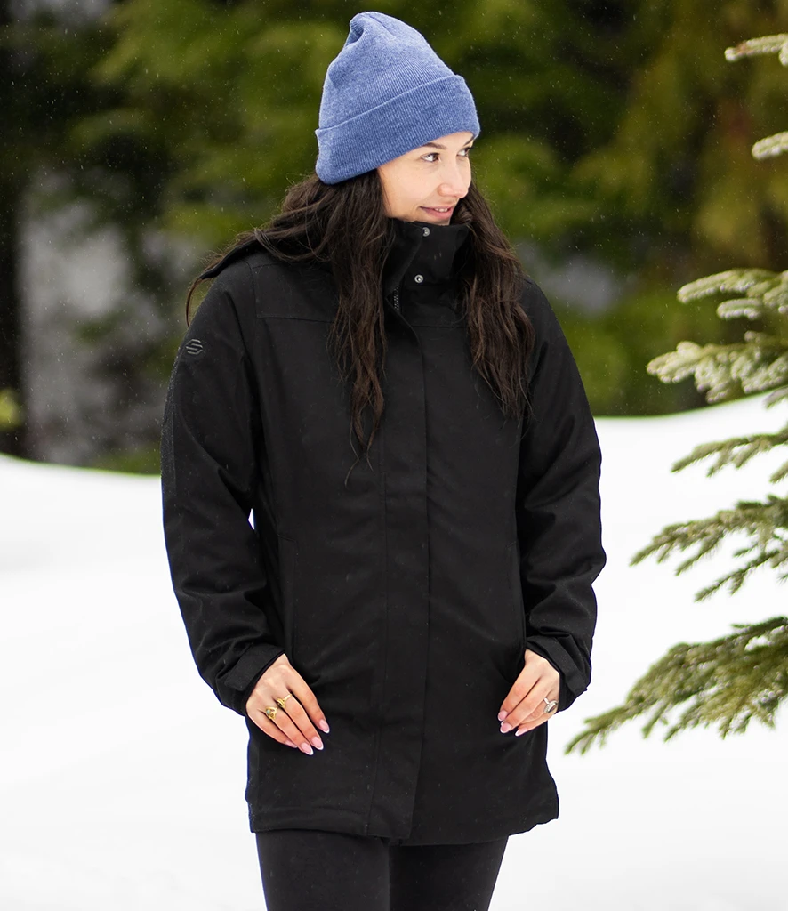 Stormtech Ladies Avalante System 3-in-1 Jacket in Black, worn
