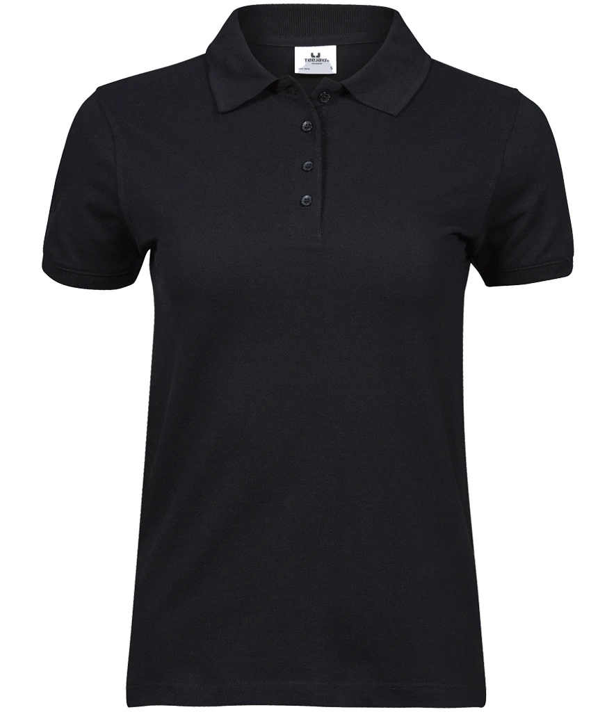 Tee Jays Ladies Heavy Cotton Pique Polo Shirt in Black