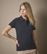 Tee Jays Ladies Heavy Cotton Pique Polo Shirt in Navy, worn