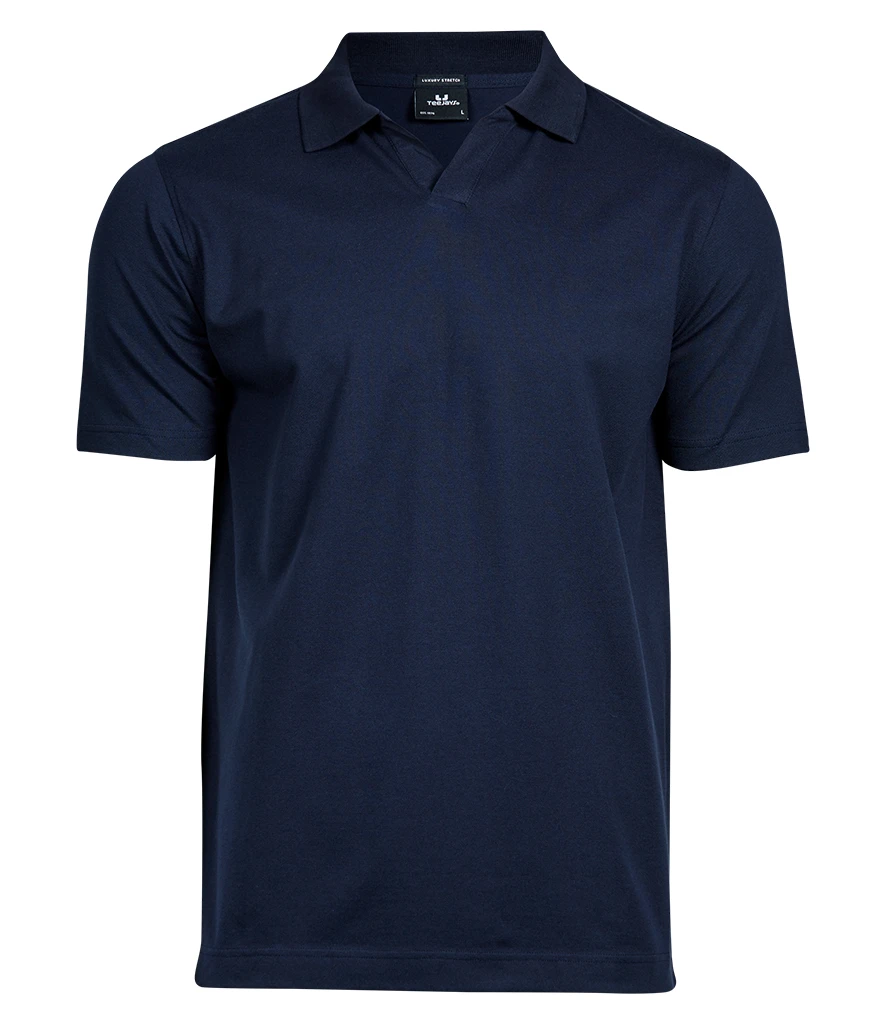 Tee Jays Luxury Stretch V Neck Polo Shirt in Navy
