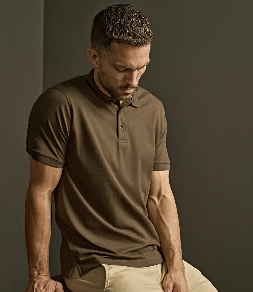 Tee Jays Luxury Stretch Pique Polo Shirt, worn