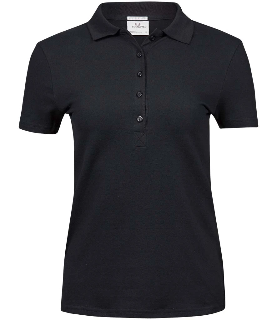 Tee Jays Ladies Luxury Stretch Polo Shirt in Black