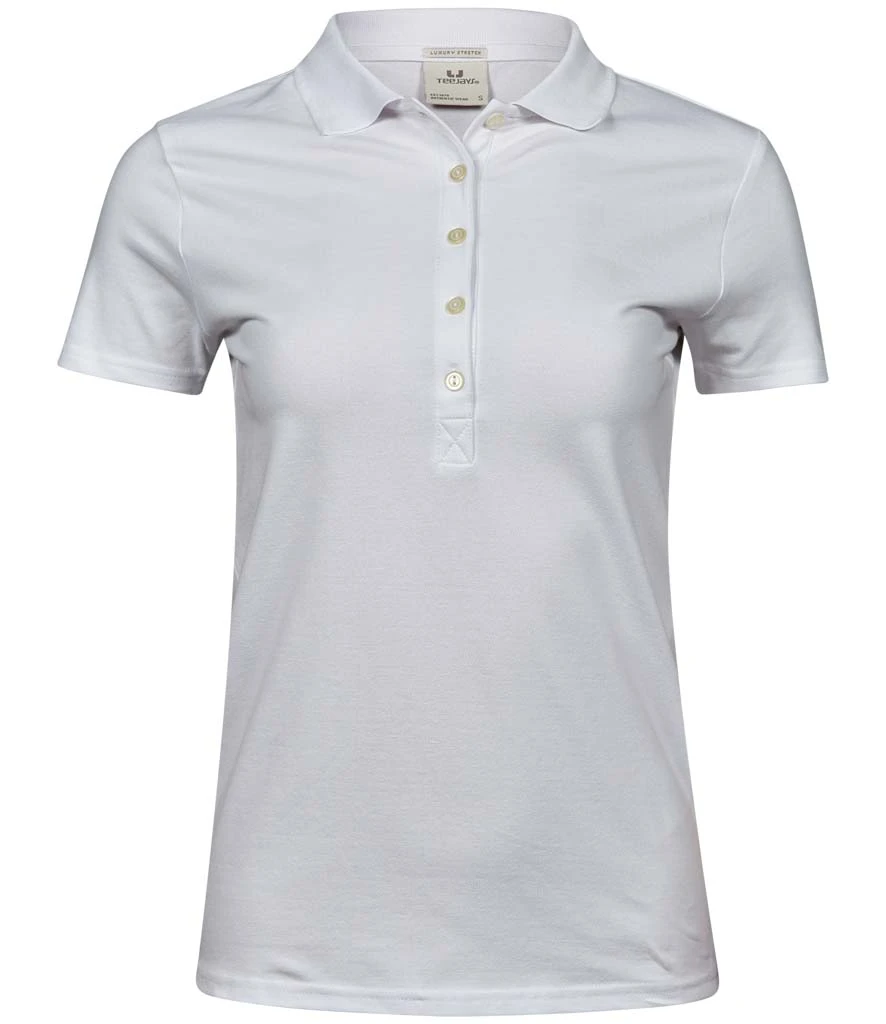 Tee Jays Ladies Luxury Stretch Polo Shirt in White