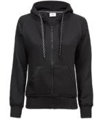 Tee Jays Ladies Fashion Zip Hooded Sweatshirt in Black