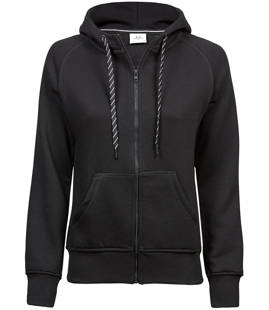Tee Jays Ladies Fashion Zip Hooded Sweatshirt in Black