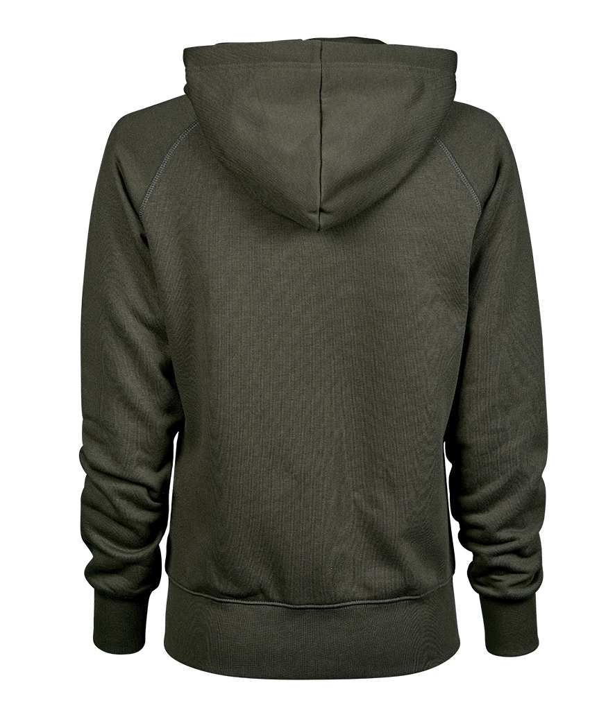 Tee Jays Ladies Fashion Zip Hooded Sweatshirt in Deep Green, back