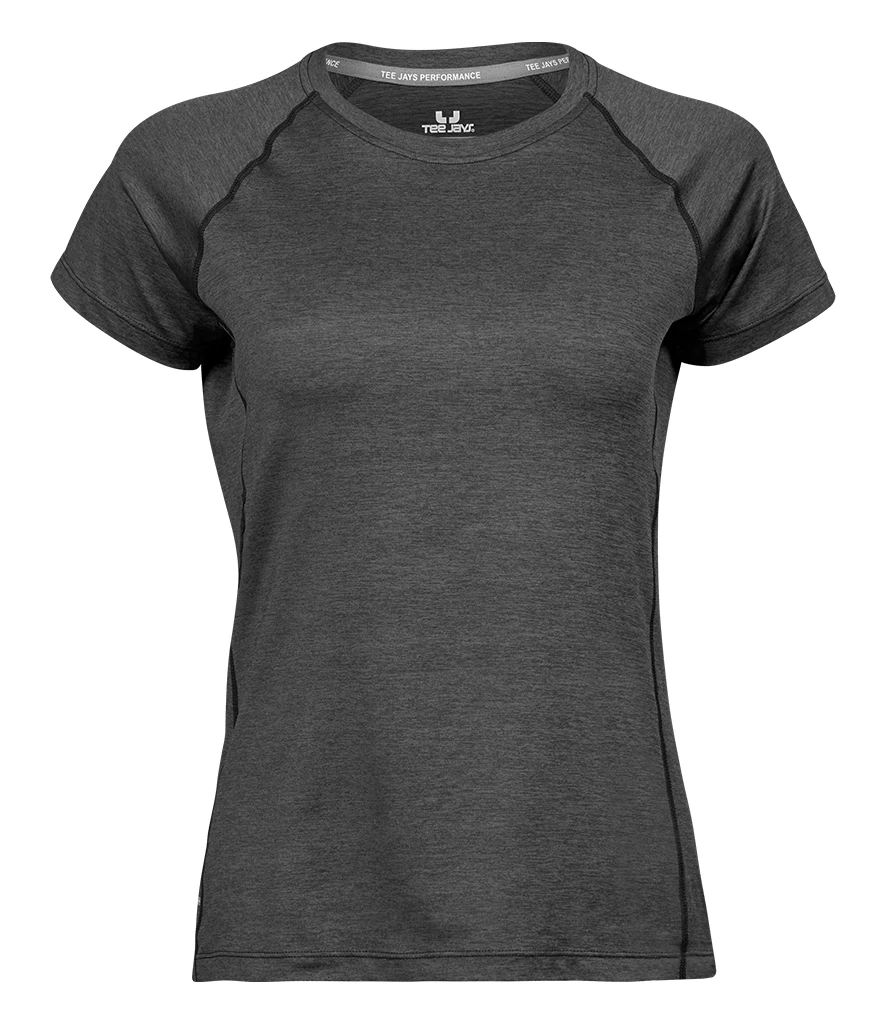 Tee Jays Ladies CoolDry T-Shirt in Black Melange