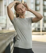 Tee Jays Ladies CoolDry T-Shirt in Cement, worn