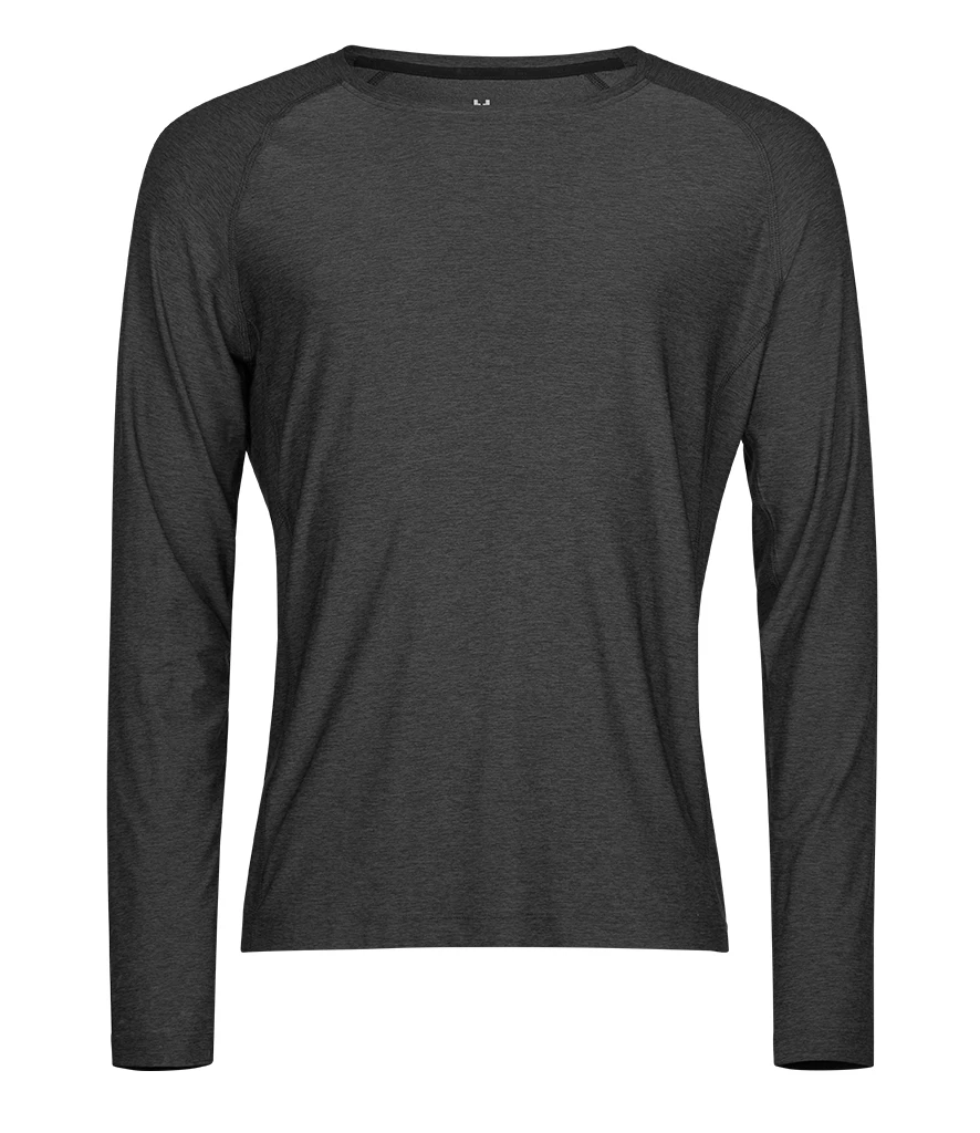 Tee Jays Long Sleeve CoolDry T-Shirt in Black Melange