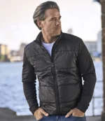 Tee Jays Hybrid-Stretch Jacket in Black/Black, worn
