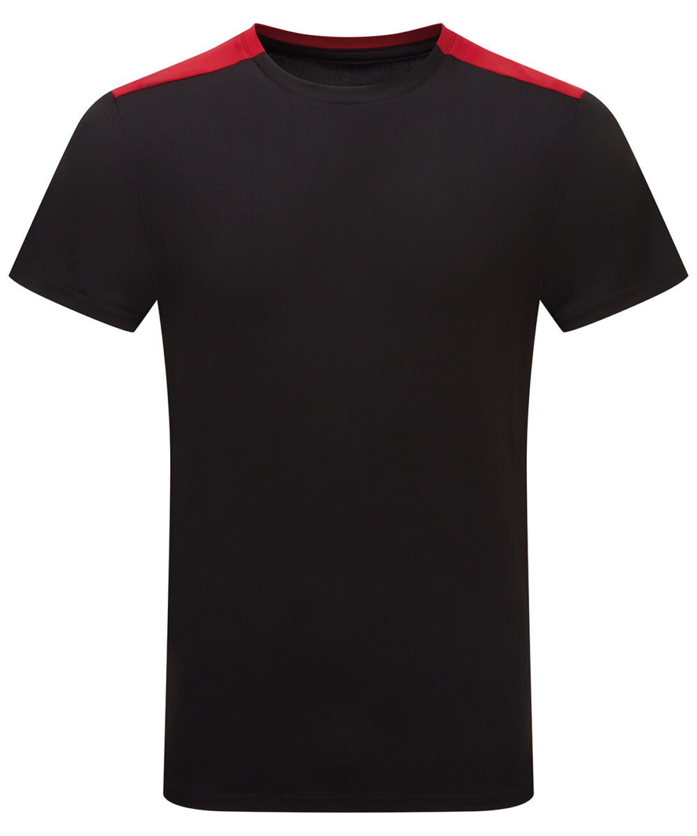 TriDri® contrast performance t-shirt in Black/Fire Red